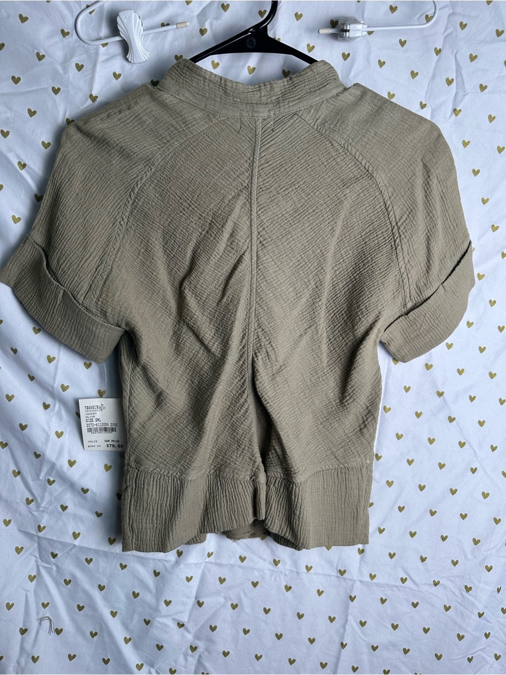 NWT Transit Par Such Olive Green Textured Button Snap Shirt Top S Small - Picture 5 of 8